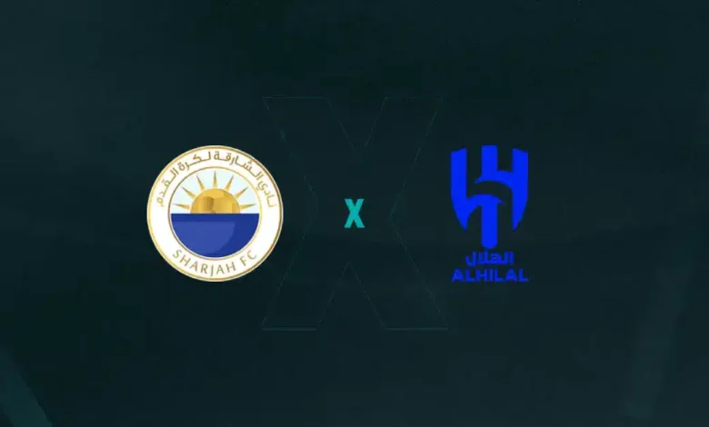 Escudos de Al-Sharjah x Al-Hilal, que se enfrentam pela AFC Champions League Elite 2025/26